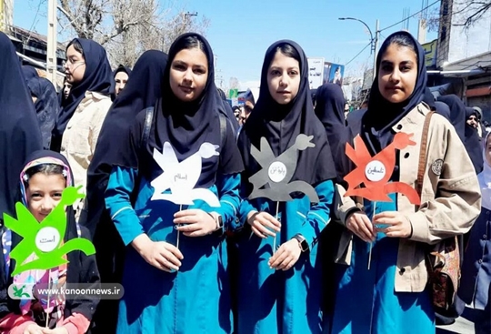 حضور اعضای کودک و نوجوان مراکز قیداری و زرین‌آبادی کانون زنجان در راهپیمایی روز قدس